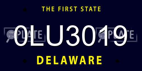 0LU3019 Delaware License Plate