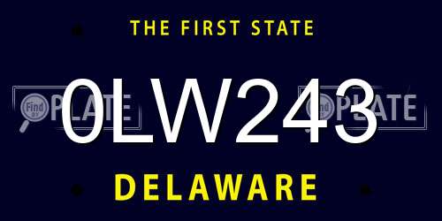 0LW243 Delaware License Plate