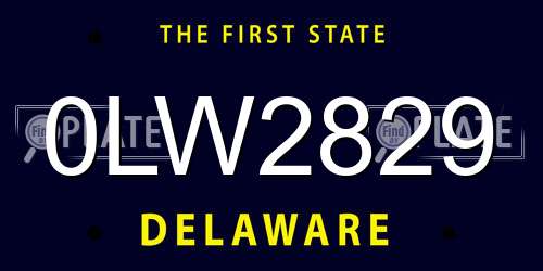 0LW2829 Delaware License Plate