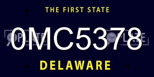 0MC5378 Delaware License Plate