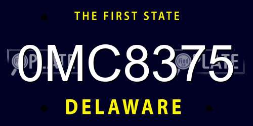0MC8375 Delaware License Plate