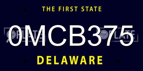 0MCB375 Delaware License Plate