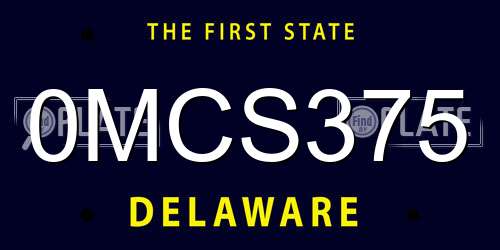 0MCS375 Delaware License Plate