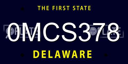 0MCS378 Delaware License Plate