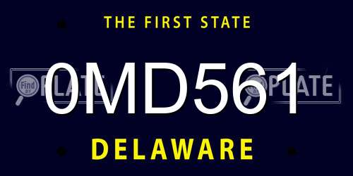 0MD561 Delaware License Plate