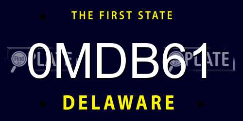 0MDB61 Delaware License Plate