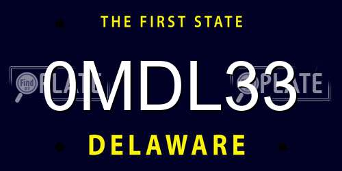 0MDL33 Delaware License Plate