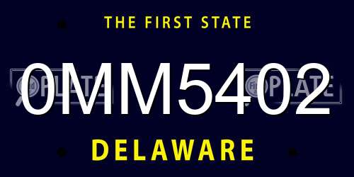 0MM5402 Delaware License Plate