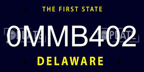 0MMB402 Delaware License Plate