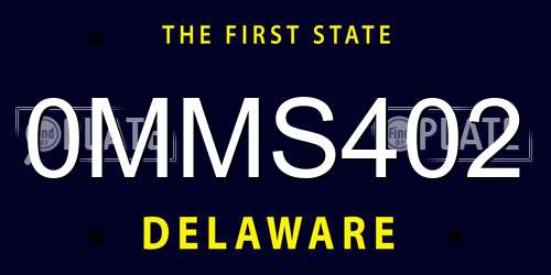 0MMS402 Delaware License Plate