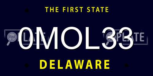 0MOL33 Delaware License Plate