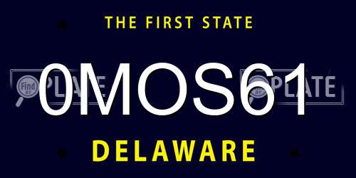 0MOS61 Delaware License Plate