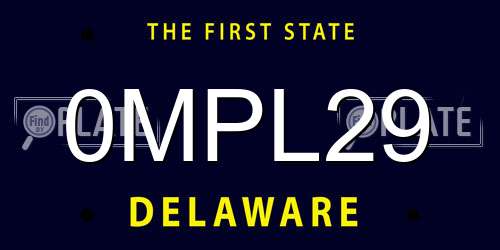 0MPL29 Delaware License Plate