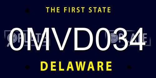 0MVD034 Delaware License Plate
