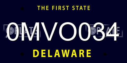 0MVO034 Delaware License Plate
