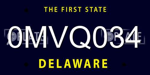 0MVQ034 Delaware License Plate