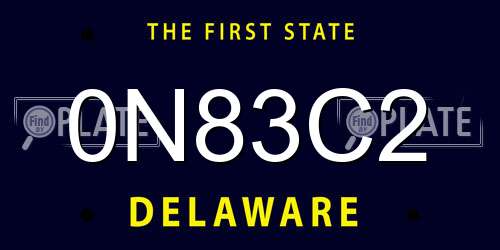 0N83C2 Delaware License Plate