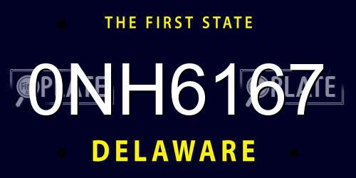 0NH6167 Delaware License Plate