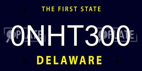 0NHT300 Delaware License Plate