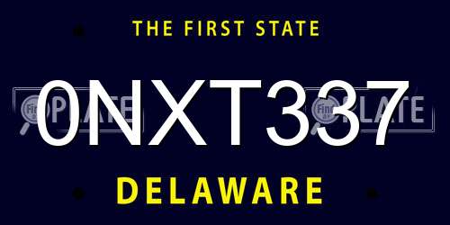 0NXT337 Delaware License Plate