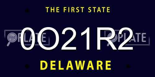 0O21R2 Delaware License Plate