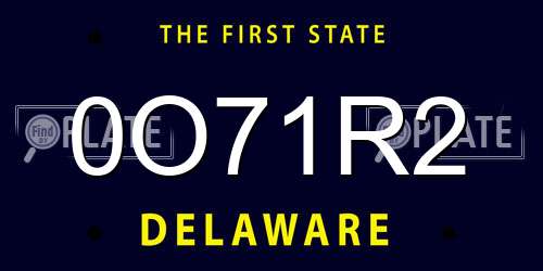 0O71R2 Delaware License Plate