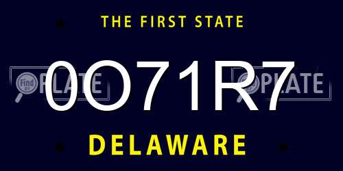 0O71R7 Delaware License Plate