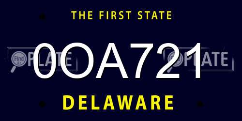 0OA721 Delaware License Plate