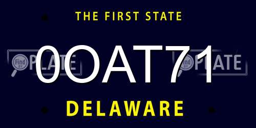 0OAT71 Delaware License Plate
