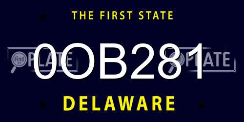0OB281 Delaware License Plate