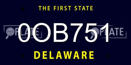 0OB751 Delaware License Plate