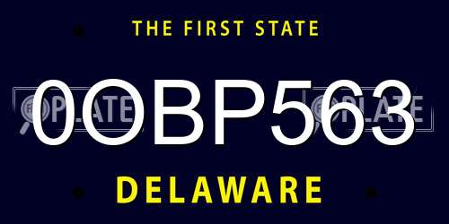 0OBP563 Delaware License Plate