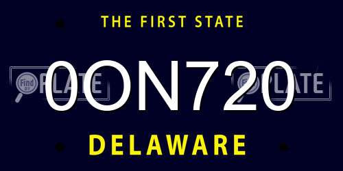 0ON720 Delaware License Plate