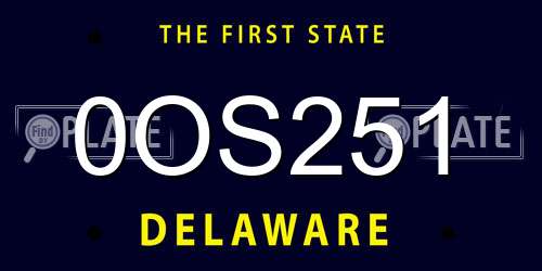 0OS251 Delaware License Plate