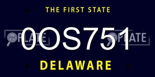 0OS751 Delaware License Plate