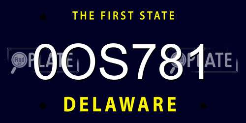 0OS781 Delaware License Plate