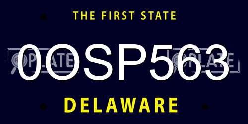 0OSP563 Delaware License Plate
