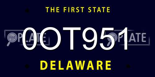 0OT951 Delaware License Plate