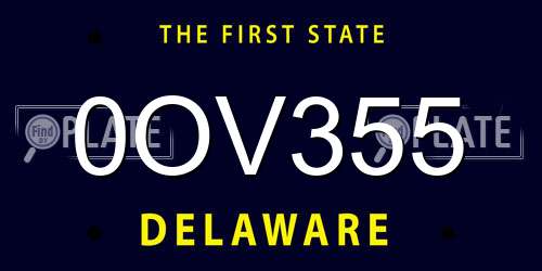0OV355 Delaware License Plate