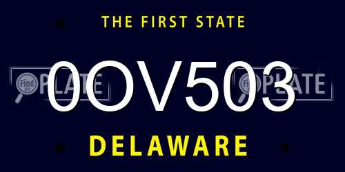 0OV503 Delaware License Plate