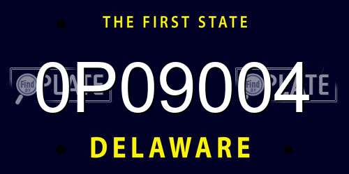 0P09004 Delaware License Plate