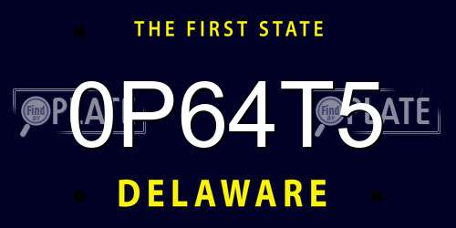 0P64T5 Delaware License Plate