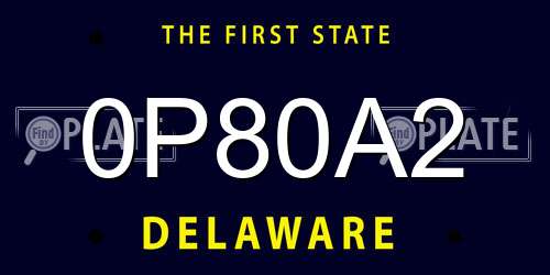 0P80A2 Delaware License Plate