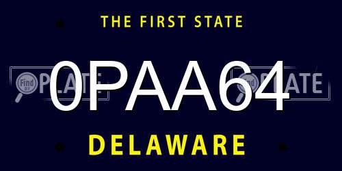 0PAA64 Delaware License Plate