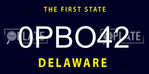 0PBO42 Delaware License Plate
