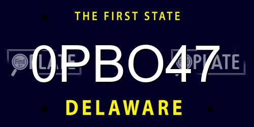 0PBO47 Delaware License Plate