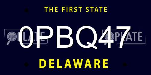 0PBQ47 Delaware License Plate