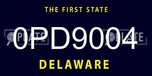 0PD9004 Delaware License Plate