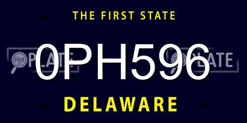 0PH596 Delaware License Plate