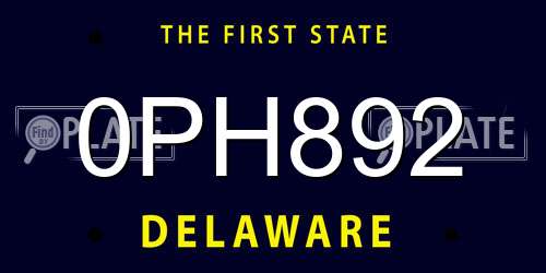 0PH892 Delaware License Plate